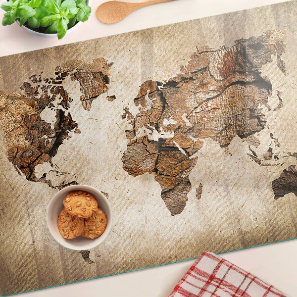 Glass chopping board Vintage world map