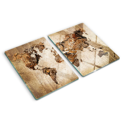 Glass chopping board Vintage world map