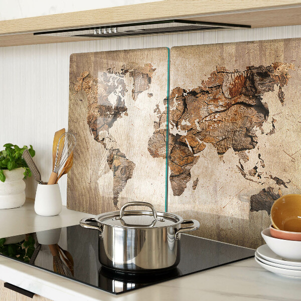 Glass chopping board Vintage world map