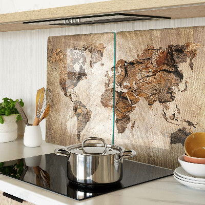 Glass chopping board Vintage world map