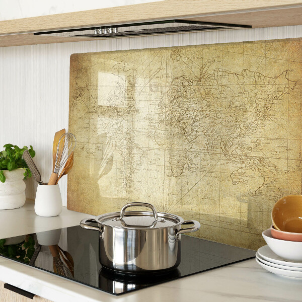 Glass kitchen board Old world map