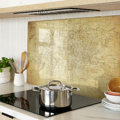 Glass kitchen board Old world map