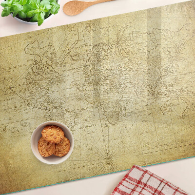 Glass kitchen board Old world map