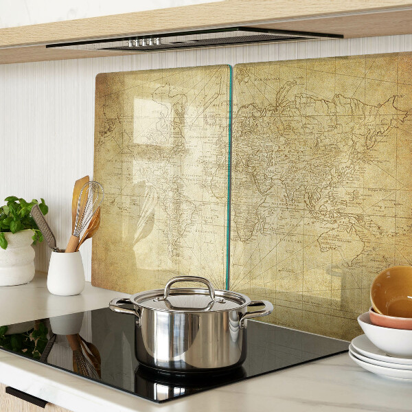 Glass kitchen board Old world map