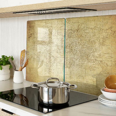 Glass kitchen board Old world map