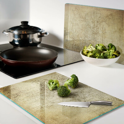 Glass kitchen board Old world map