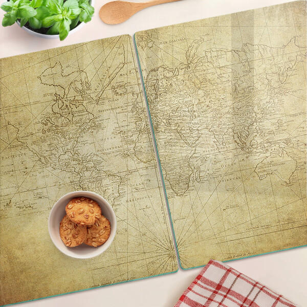 Glass kitchen board Old world map