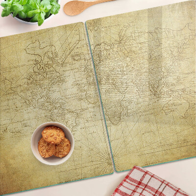 Glass kitchen board Old world map
