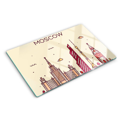 Chopping board glass Moscow skyline illustration