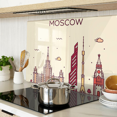 Chopping board glass Moscow skyline illustration