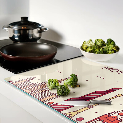 Chopping board glass Moscow skyline illustration