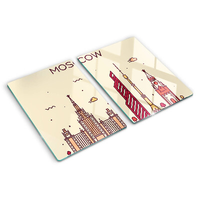 Chopping board glass Moscow skyline illustration