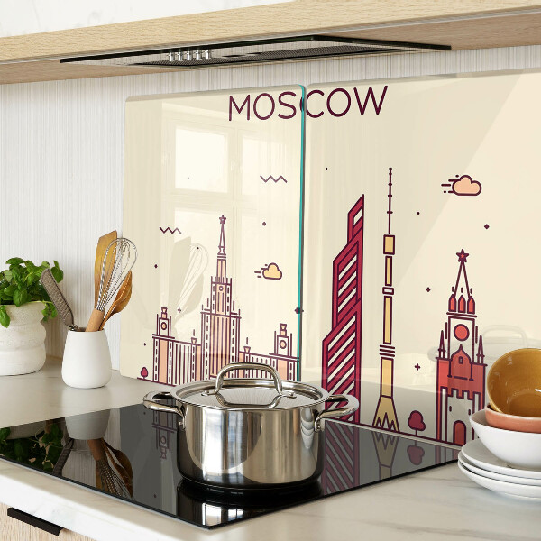 Chopping board glass Moscow skyline illustration