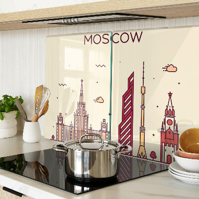 Chopping board glass Moscow skyline illustration