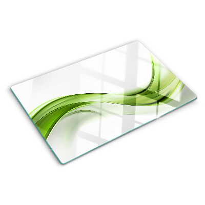 Glass chopping board Green abstract waves