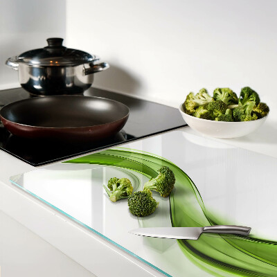 Glass chopping board Green abstract waves