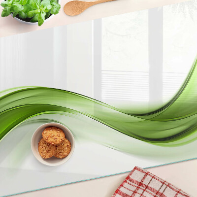 Glass chopping board Green abstract waves