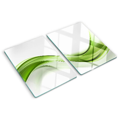 Glass chopping board Green abstract waves