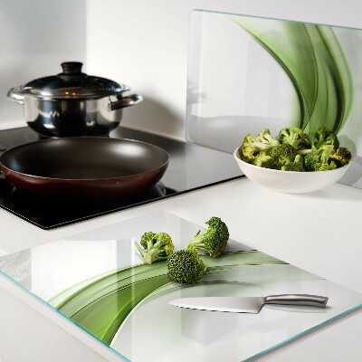Glass chopping board Green abstract waves
