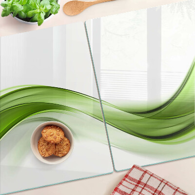 Glass chopping board Green abstract waves
