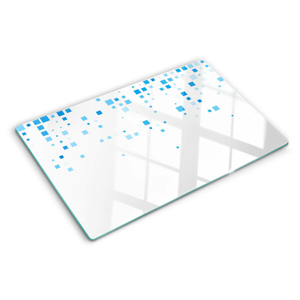 Glass cutting board Blue squares on a white background