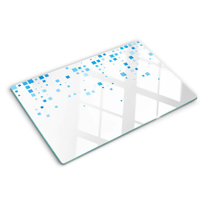 Glass cutting board Blue squares on a white background