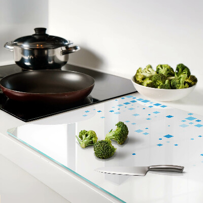 Glass cutting board Blue squares on a white background