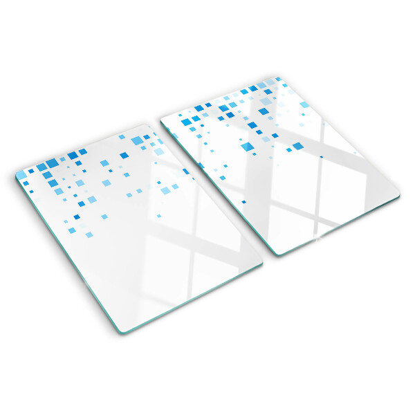 Glass cutting board Blue squares on a white background