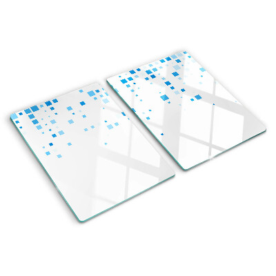 Glass cutting board Blue squares on a white background