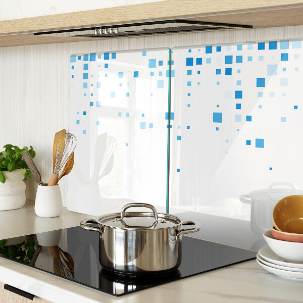 Glass cutting board Blue squares on a white background