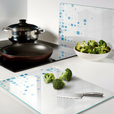 Glass cutting board Blue squares on a white background