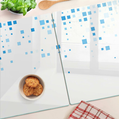 Glass cutting board Blue squares on a white background