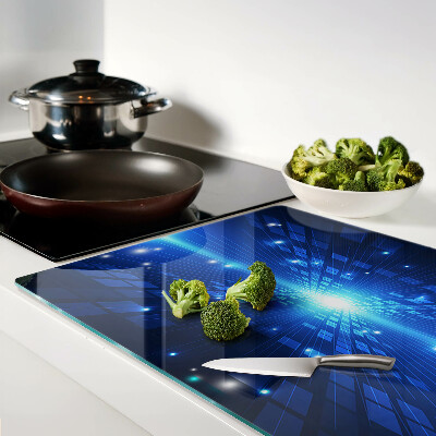Chopping board glass Technological pattern in shades of blue