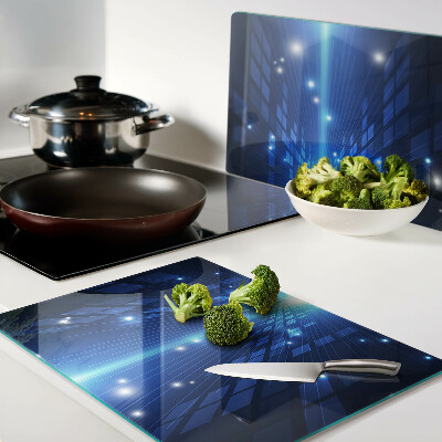 Chopping board glass Technological pattern in shades of blue