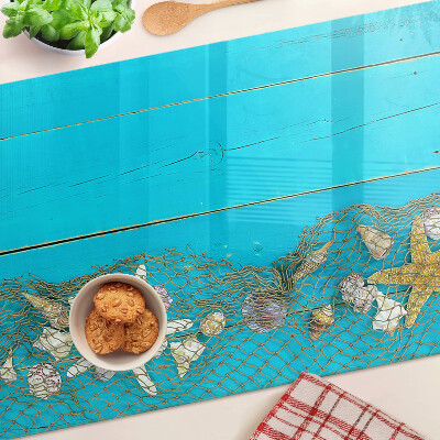 Cutting board Seashells and sea stars in a net