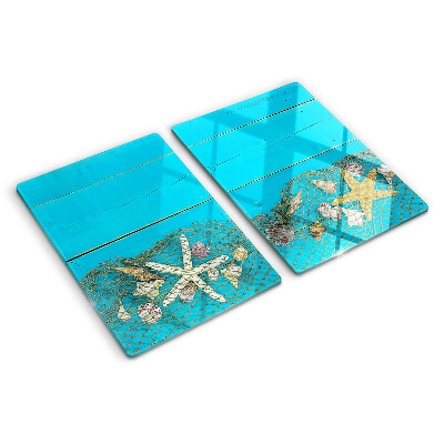 Cutting board Seashells and sea stars in a net