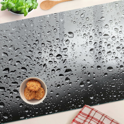 Chopping board glass Water drops on glass