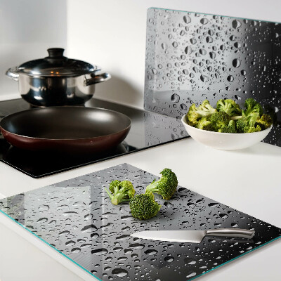 Chopping board glass Water drops on glass