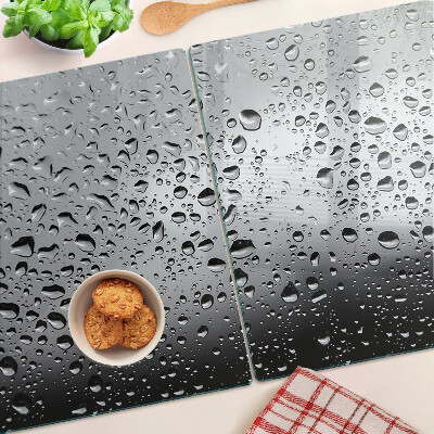 Chopping board glass Water drops on glass