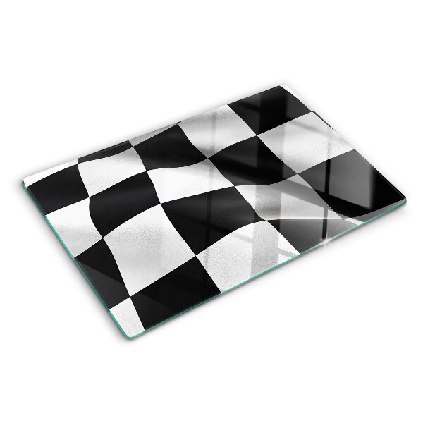 Glass chopping board Checkerboard in black and white