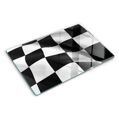 Glass chopping board Checkerboard in black and white