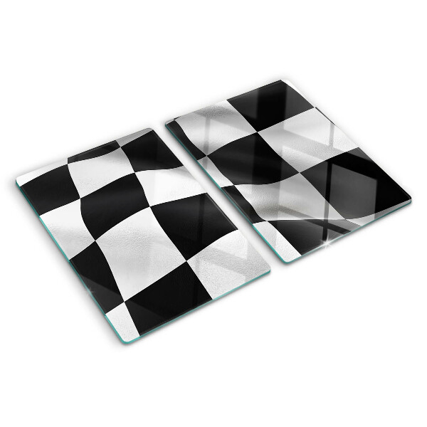 Glass chopping board Checkerboard in black and white