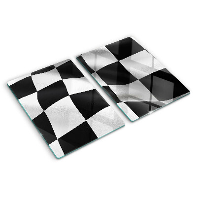 Glass chopping board Checkerboard in black and white