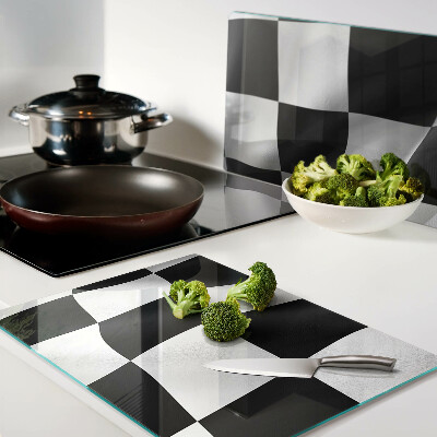 Glass chopping board Checkerboard in black and white