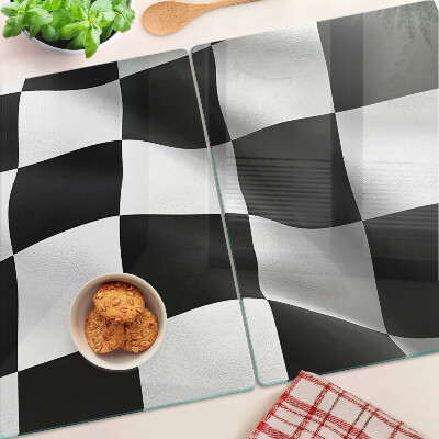 Glass chopping board Checkerboard in black and white