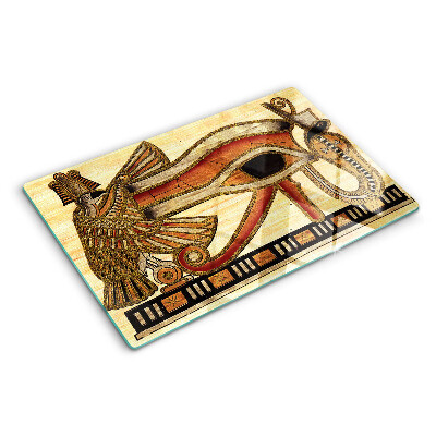 Glass chopping board Egyptian hieroglyph motif