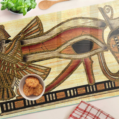Glass chopping board Egyptian hieroglyph motif
