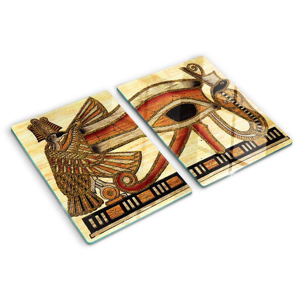 Glass chopping board Egyptian hieroglyph motif