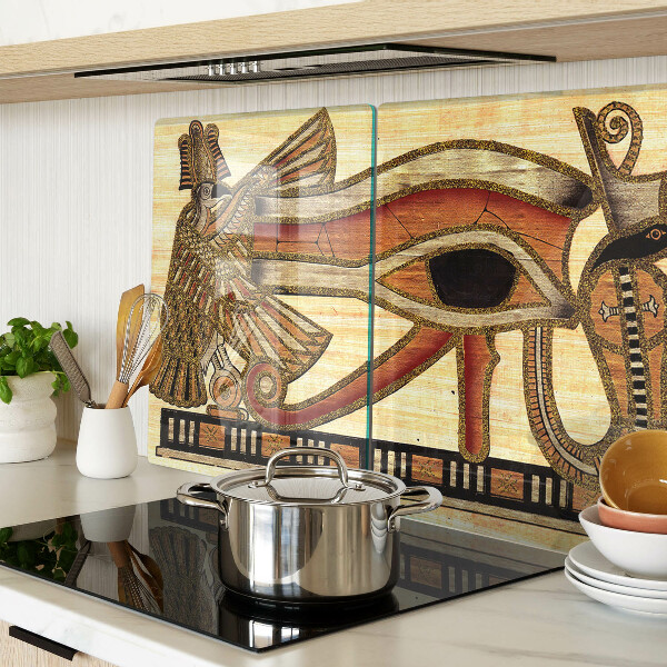 Glass chopping board Egyptian hieroglyph motif