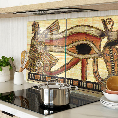 Glass chopping board Egyptian hieroglyph motif
